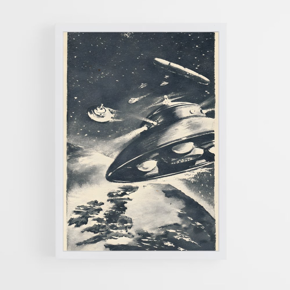 Poster Soucoupe Noire – affiche Espace rétro (vue 3)